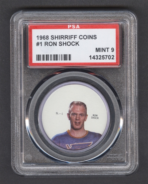 1968-69 Shirriff Hockey Coin #1 Ron Shock - Graded PSA 9 - Pop-6 Highest Graded!