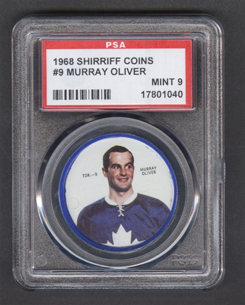 1968-69 Shirriff Hockey Coin #9 Murray Oliver - Graded PSA 9 - Pop-4 Highest Graded!