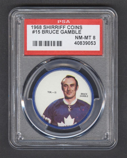 1968-69 Shirriff Hockey Coin #15 Bruce Gamble - Graded PSA 8