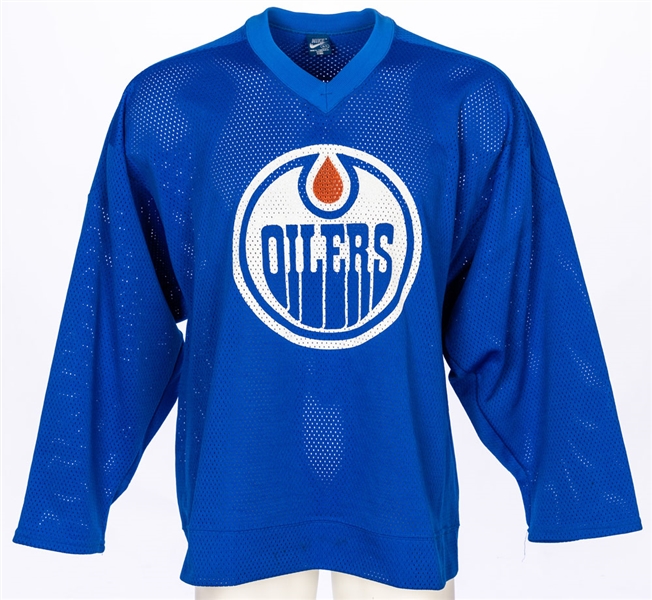 Mid-1980s Edmonton Oilers Nike Blue Practice Jersey