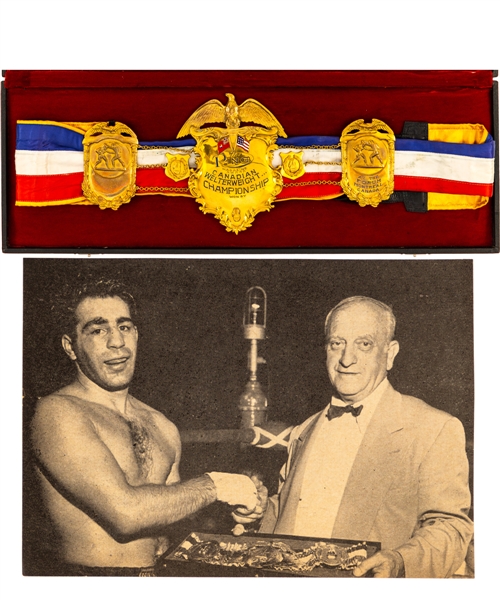 Johnny Grecos "The Ring Magazine" Canadian Welterweight Championship Belt in Original Presentation Box - Canadian Welterweight Champion from 1946 to 1952