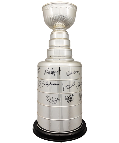 Huge Stanley Cup Replica Signed by 17 Quebec Nordiques Including Jean-Guy Gendron, Simon Nolet, Wally Weir, Alain Cote and Others (25")
