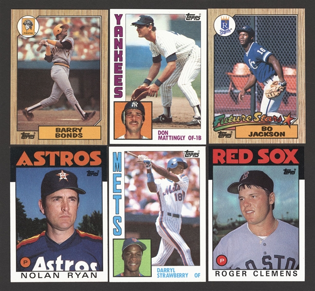 1984, 1986 (2) and 1987 Topps Baseball Complete Sets (4) - Includes 1984 Topps #8 Don Mattingly Rookie Card and 1987 Topps #320 Barry Bonds Rookie Card