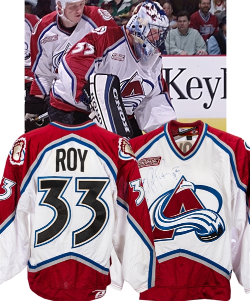 Patrick Roys 1999-2000 Colorado Avalanche Signed Game-Worn Jersey with LOA - 2000 Patch!