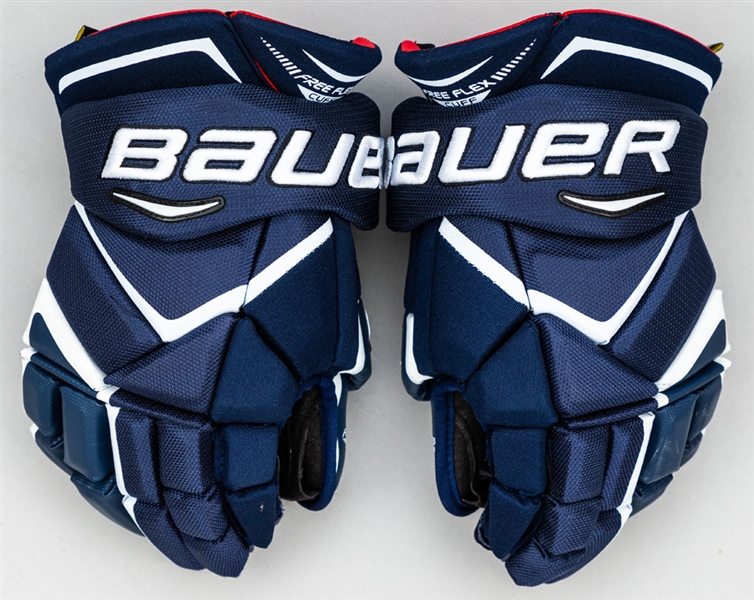 Demain des Hommes 2018 French-Language TV Series-Worn Bauer Blue Hockey Glove Collection of 9 