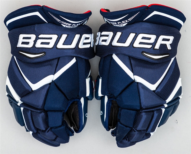 Demain des Hommes 2018 French-Language TV Series-Worn Bauer Blue Hockey Glove Collection of 7 