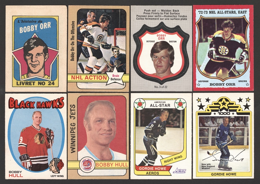 1970s to 1990s Vintage and Modern Stars Hockey Card Collection (89) Including Bobby Orr (14), Bobby Hull (9), Gordie Howe (5), Mario Lemieux (18) and Other Greats