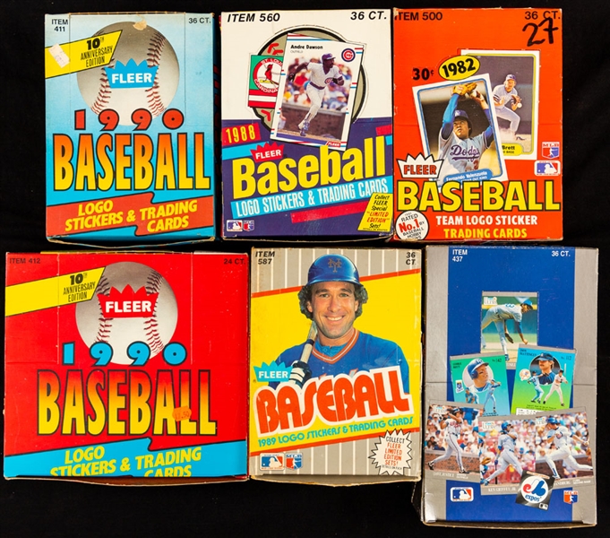 1982 to 1991 Fleer Baseball Wax Box Collection of 15