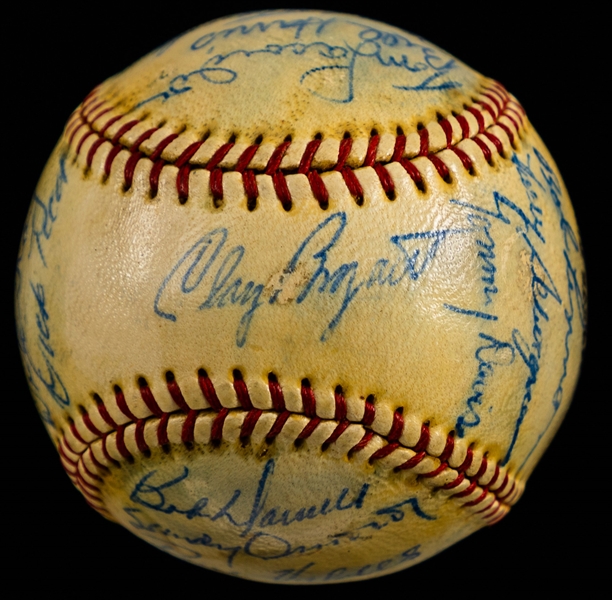 Montreal Royals Baseball Club 1958 Team-Signed Official International League Baseball with Lasorda and Amoros - Governors Cup Champions!
