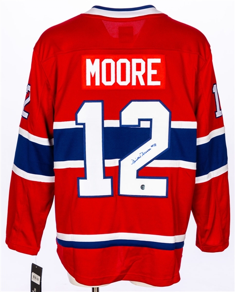 Deceased HOFer Dickie Moore Signed Montreal Canadiens Fanatics Alternate Captains Home Jersey with COA 