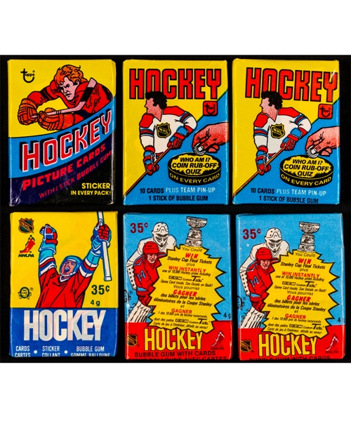 1978-79 to 1992-93 O-Pee-Chee, Topps, Upper Deck and Parkhurst Hockey Wax/Foil Packs (40) Including 1980-81 Topps (2), 1984-85 O-Pee-Chee (3) and 1985-86 O-Pee-Chee (1)
