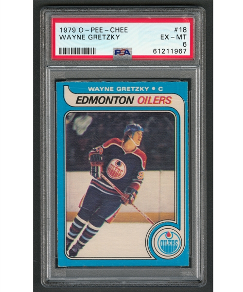 1979-80 O-Pee-Chee Hockey Card #18 HOFer Wayne Gretzky Rookie - Graded PSA 6