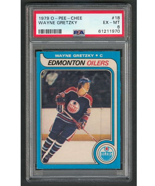 1979-80 O-Pee-Chee Hockey Card #18 HOFer Wayne Gretzky Rookie - Graded PSA 6