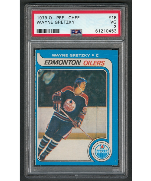 1979-80 O-Pee-Chee Hockey Card #18 HOFer Wayne Gretzky Rookie - Graded PSA 3