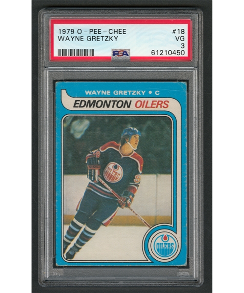 1979-80 O-Pee-Chee Hockey Card #18 HOFer Wayne Gretzky Rookie - Graded PSA 3