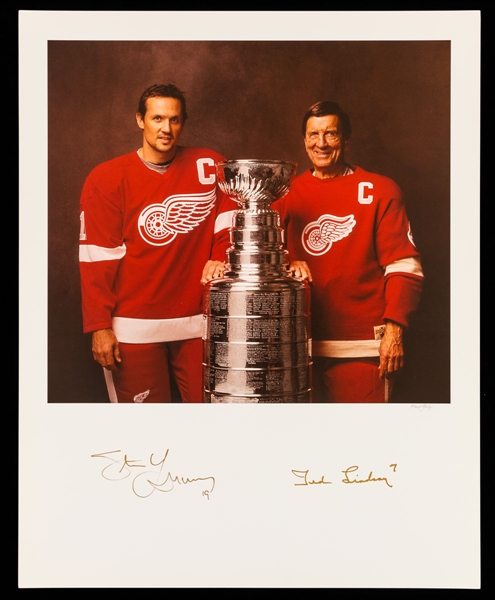 Ted Lindsay and Steve Yzerman Detroit Red Wings “Stanley Cup Captains” Signed Print with LOA – Proceeds to Benefit the Ted Lindsay Foundation (16” x 20”)