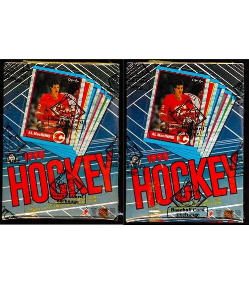1989-90 O-Pee-Chee Hockey Wax Boxes (2 - Each with 48 Unopened Packs) - BBCE Certified (Tape Intact) - Joe Sakic, Brian Leetch and Theoren Fleury Rookie Card Year