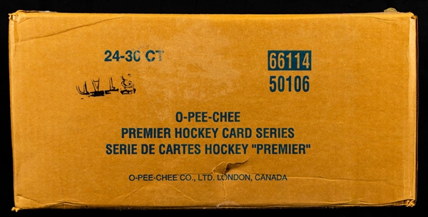 1991-92 O-Pee-Chee Premier Hockey Factory Sealed Case Containing 24 Unopened Boxes - Nicklas Lidstrom Rookie Card Year