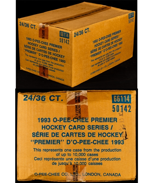 1992-93 O-Pee-Chee Premier Hockey Factory Sealed Case Containing 24 Unopened Boxes