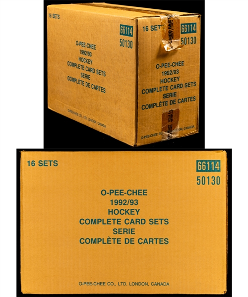 1992-93 O-Pee-Chee Hockey 25th Anniversary Factory Sealed Case Containing 16 Factory Sealed Sets