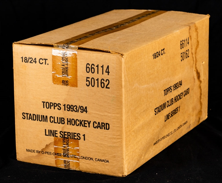 1993-94 O-Pee-Chee Stadium Club Hockey Series 1 Factory Sealed Case Containing 18 Unopened Boxes