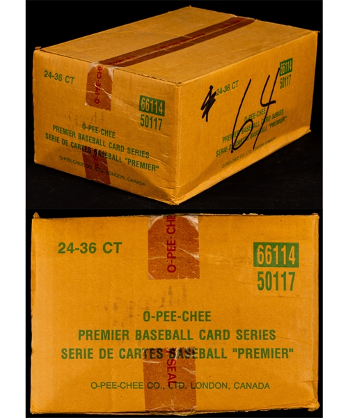 1991 O-Pee-Chee Premier Baseball Factory Sealed Case Containing 24 Unopened Boxes