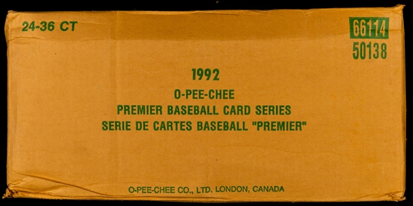 1992 O-Pee-Chee Premier Baseball Cases (2) Each Containing 24 Unopened Boxes 