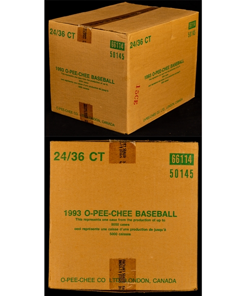 1993 O-Pee-Chee Baseball Factory Sealed Case Containing 24 Unopened Boxes