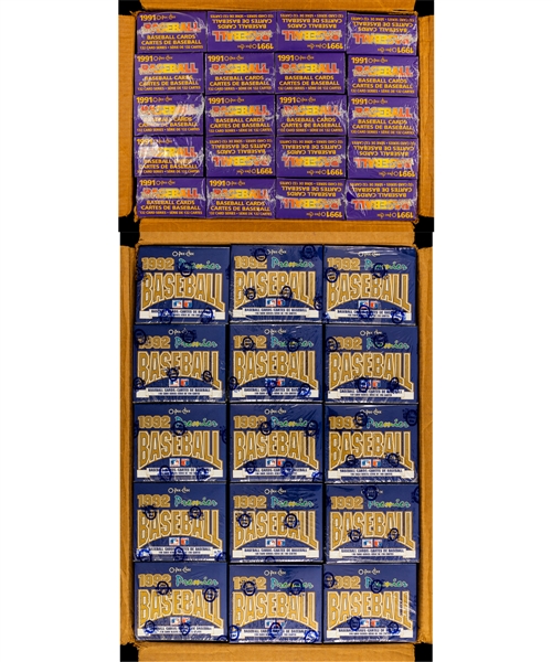 1991 O-Pee-Chee Premier Baseball Case Containing 40 Factory Sealed Sets and 1992 O-Pee-Chee Premier Baseball Case Containing 30 Factory Sealed Sets