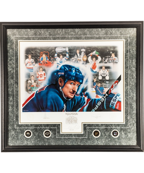 Wayne Gretzky Signed 1999 Hockey Hall of Fame Induction Limited-Edition Framed Lithograph #200/999 by Daniel Parry with LOA (33” x 36 ½”) 	