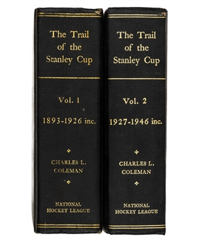 Brian Glennies "The Trail to the Stanley Cup" Vol. 1 and Vol. 2 Leather-Bound Books with Family LOA