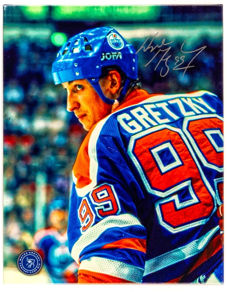 Wayne Gretzky Signed Edmonton Oilers Canvas and Framed Photo Collection of 3 with LOA 