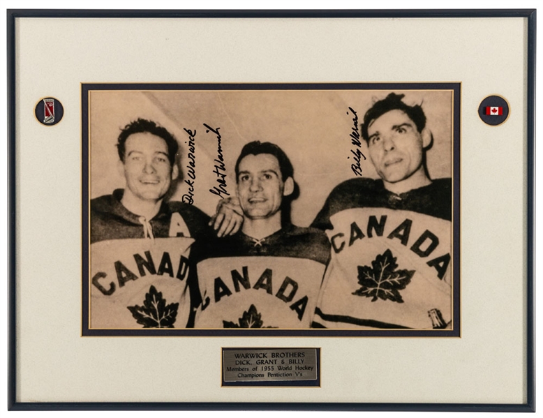 British Columbia Hockey Memorabilia Collection including Signed 1956-57 Trail Smoke Eaters Program and Multi-Signed Penticton V’s Framed Displays (2)