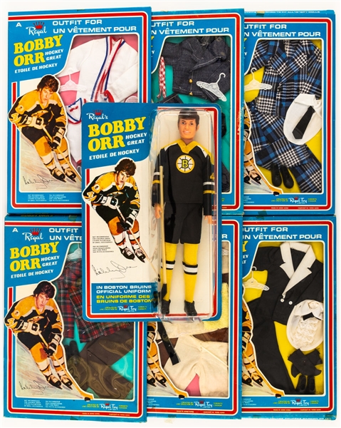 Bobby Orr 1970s Regal Toy Limited Doll in the Original Packaging Plus 6 Different Outfits in their Original Packaging 