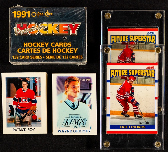 1980s/1990s Hockey Card Collection With Small Sets, Rookies and Other Cards Including 1990-91 O-Pee-Chee Premier Hockey Sealed Factory Set