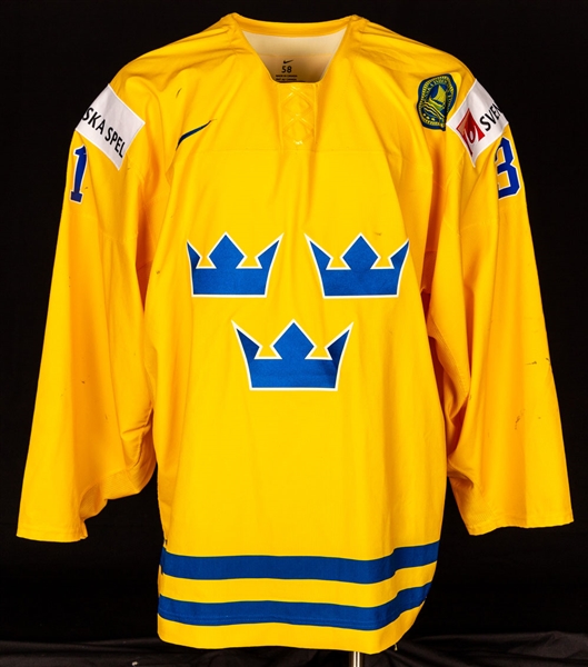 Anders Nilsson’s 2014 IIHF World Championships Team Sweden Game-Worn Jersey – Photo-Matched!