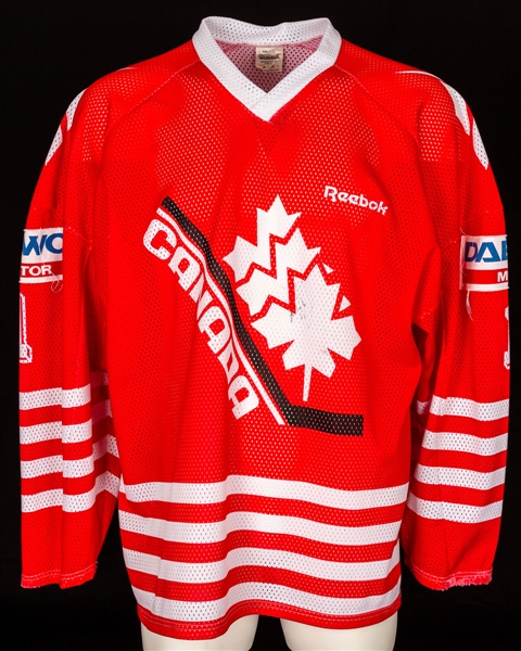 Jamie Storr’s 1994 Team Canada IIHF World Junior Championship Signed Game-Worn Jersey 