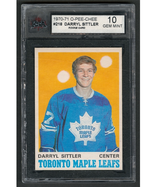 1970-71 O-Pee-Chee Hockey Card #218 HOFer Darryl Sittler Rookie - Graded KSA 10