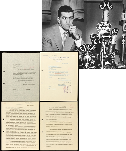 1954-55 Official NHL Documents (3) Relating to the "Maurice Richard Riot" Plus Additional Document