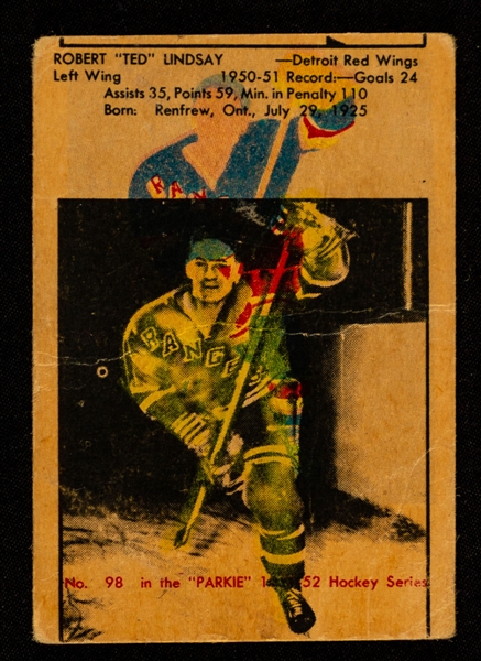 1951-52 Parkhurst Hockey Error Card #56 HOFer Ted Lindsay Rookie/#98 Jack McLeod Rookie