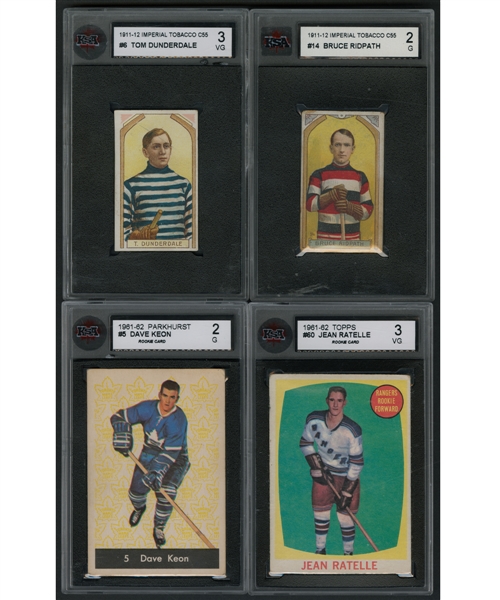 1950s-1970s Parkhurst, Topps and O-Pee-Chee Hockey Cards (72) Including Dave Keon and Jean Ratelle Graded Rookie Cards Plus 1911-12 Imperial Tobacco Graded Cards (2)