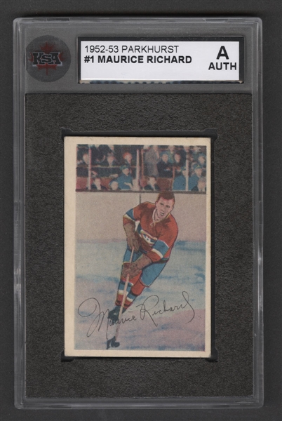 1952-53 Parkhurst Hockey Card #1 HOFer Maurice Richard - Graded KSA Authentic