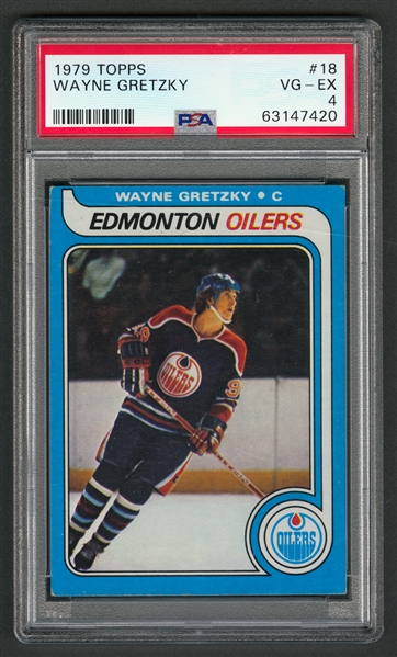 1979-80 Topps Hockey Card #18 HOFer Wayne Gretzky Rookie - Graded PSA 4