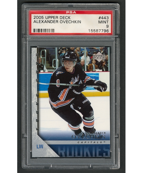 2005-06 Upper Deck Young Guns Hockey Card #443 Alexander Ovechkin Rookie - Graded PSA MINT 9