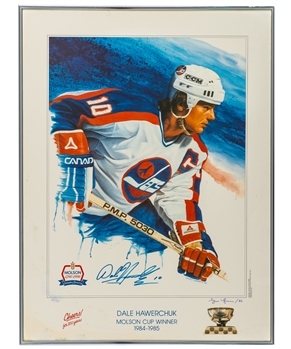 Dale Hawerchuks Signed "1984-85 Molson Cup Winner" Glen Green Limited-Edition Framed Poster #10/20 Plus Signed Dale Hawerchuk Photos (5) with Family LOA