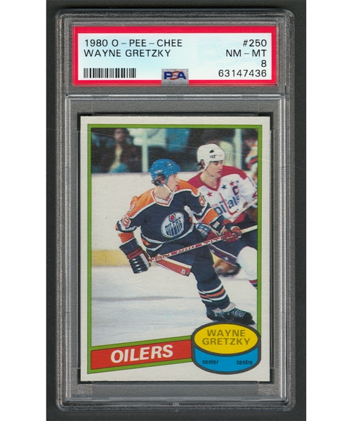 1980-81 O-Pee-Chee Hockey Card #250 HOFer Wayne Gretzky - Graded PSA 8