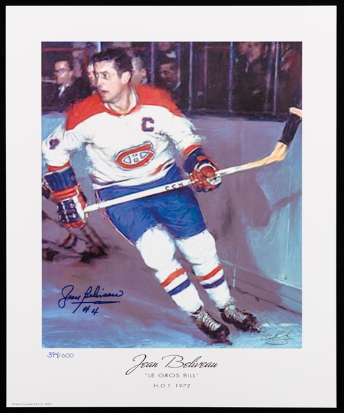 Signed Limited-Edition Lithograph Collection of 4 Featuring HOFers Jean Beliveau, Guy Lafleur and Bobby Hull with LOA