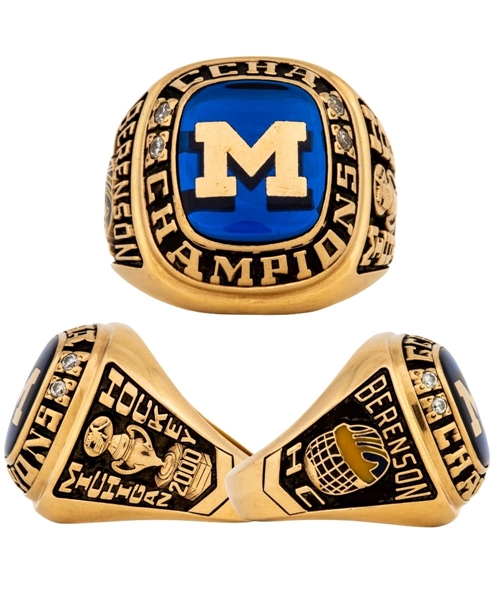 Red Berensons 1999-2000 Michigan Wolverines CCHA Regular Season Champions 10K Gold Ring with His Signed LOA