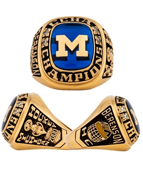 Red Berensons 1999-2000 Michigan Wolverines CCHA Regular Season Champions 10K Gold Ring with His Signed LOA