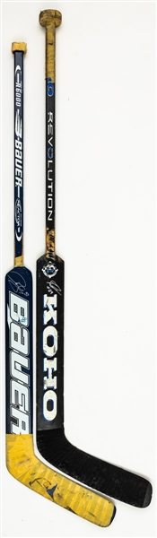 Curtis Joseph’s Late-1990s/Early-2000s and Felix Potvin’s 1993-94 Rookie Era Toronto Maple Leafs Signed Game-Used Sticks 